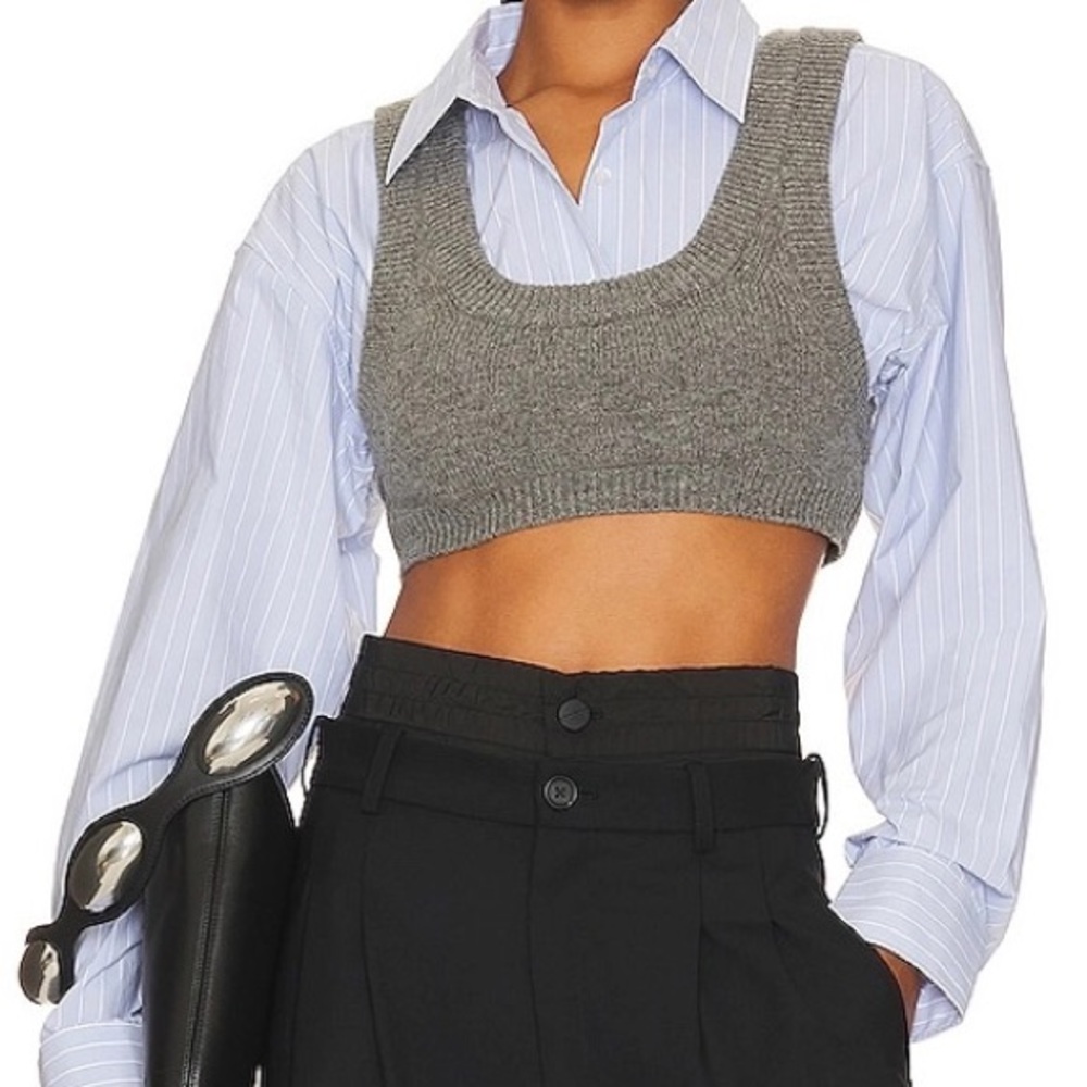 🟢 SOLD NWT Alexander Wang Bilayer Top Sweater Vest Blouse S $450 Sold Out